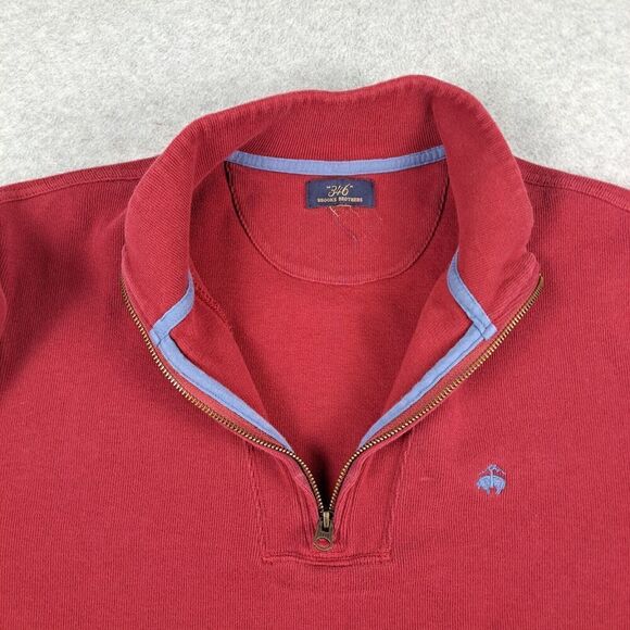 Brooks Brothers Sweater Mens L Quarter Zip Maroon Sweatshirt Pullover Casual - Picture 10 of 12